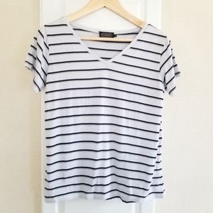 Pendleton Wool White and Black Striped Short Sleeve Tee